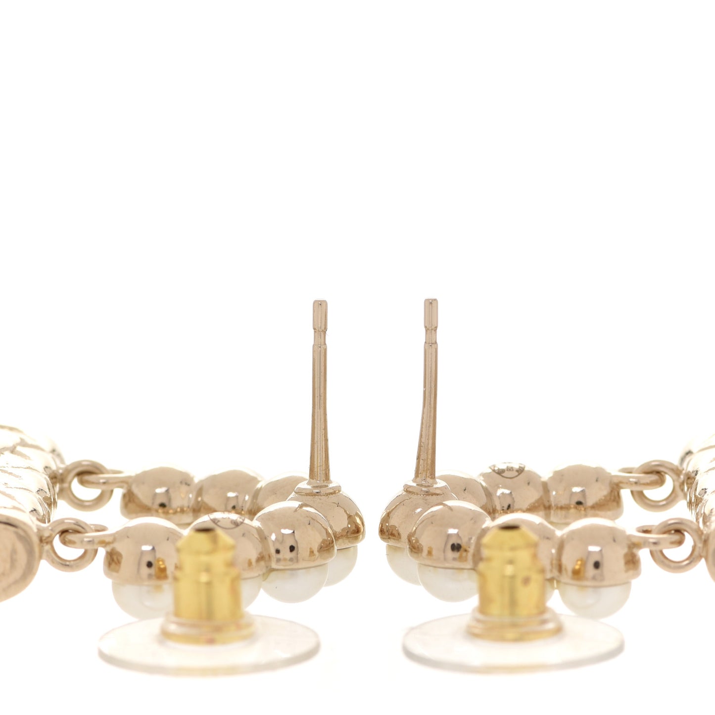 Pearl Quilted CC Flap Bag Earrings Gold