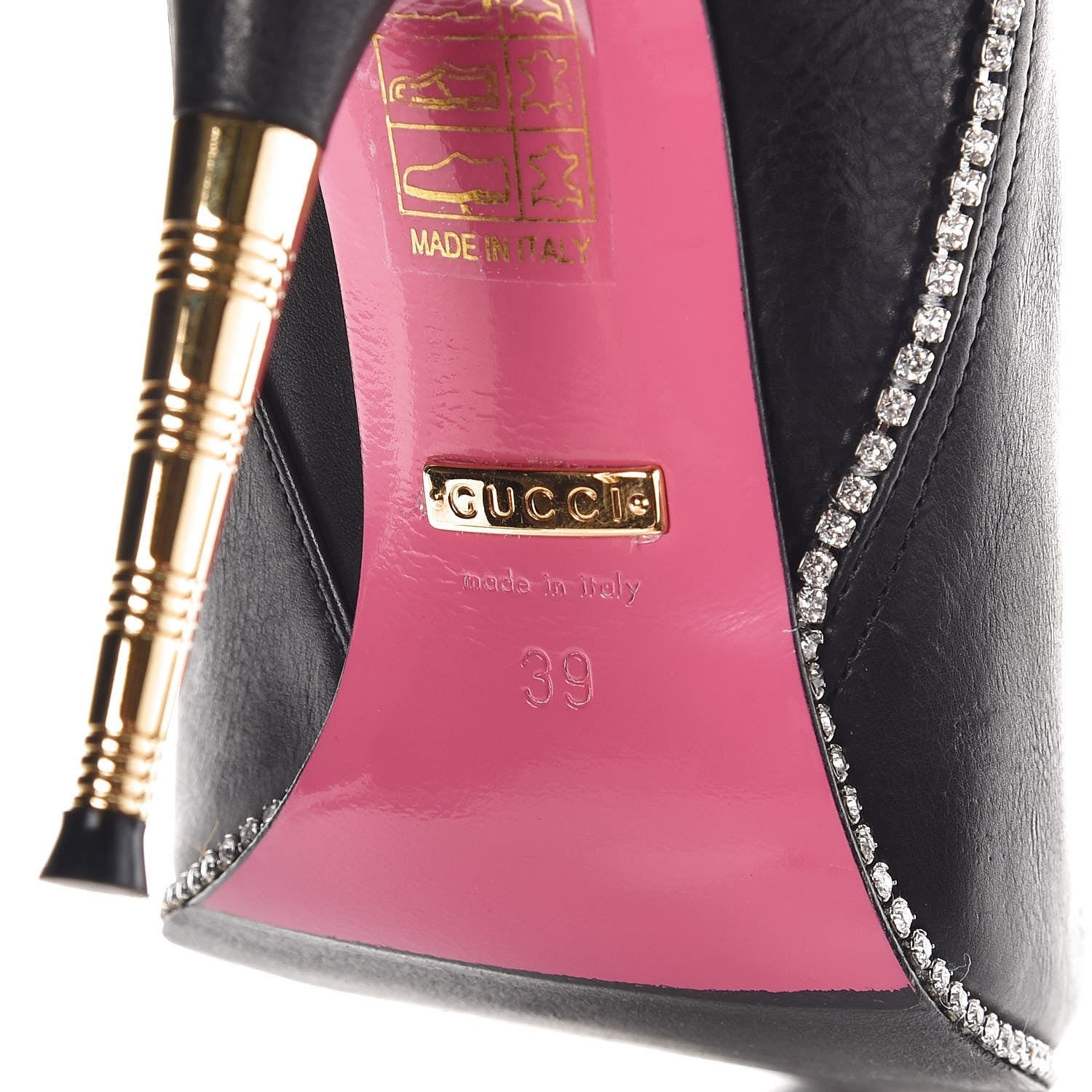 Gucci Calfskin Crystal Fosca Boots 39 Black 8 of 10