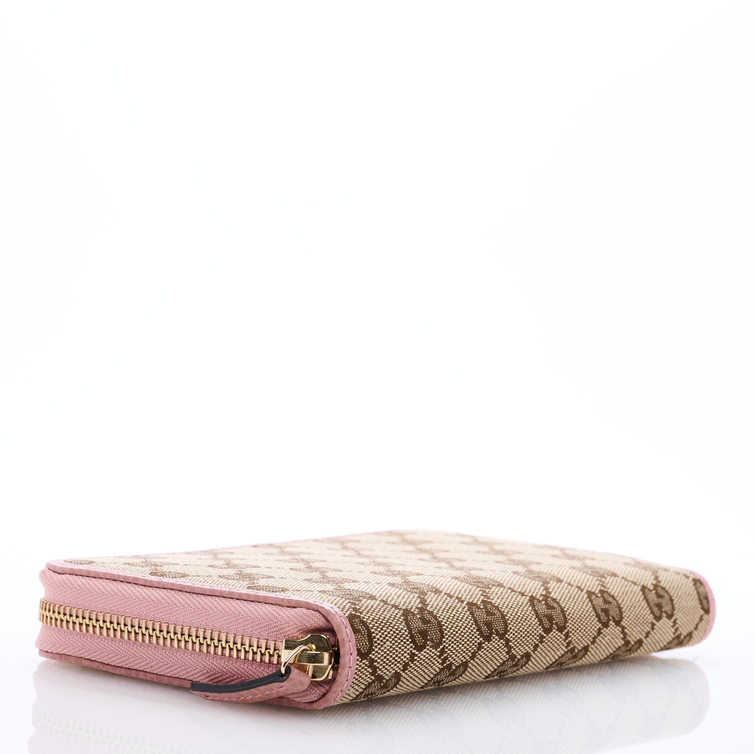 Gucci Monogram Dollar Calfskin Zip Around Wallet Beige Ebony Soft Pink 4 of 6