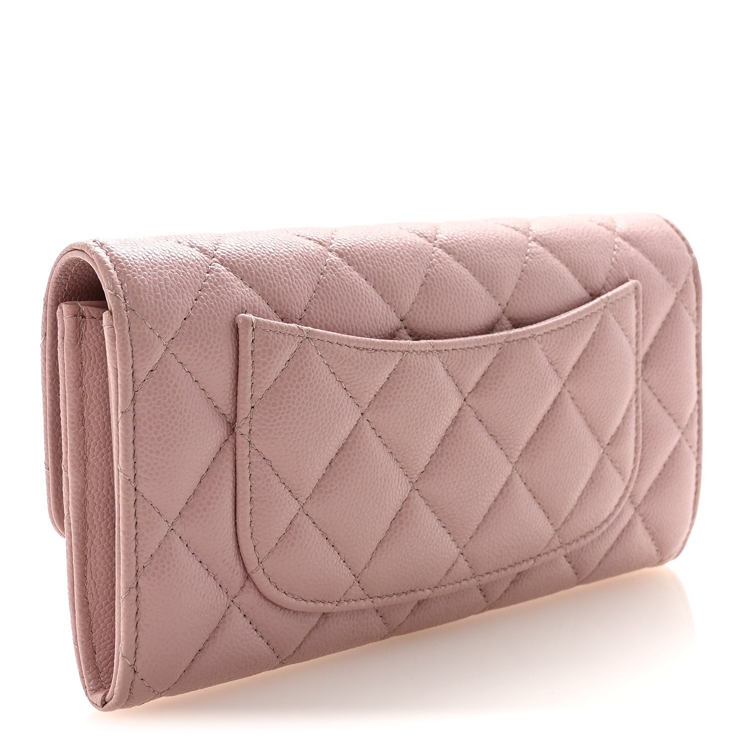Chanel Caviar Quilted Large Gusset Flap Wallet Light Pink 3 of 9