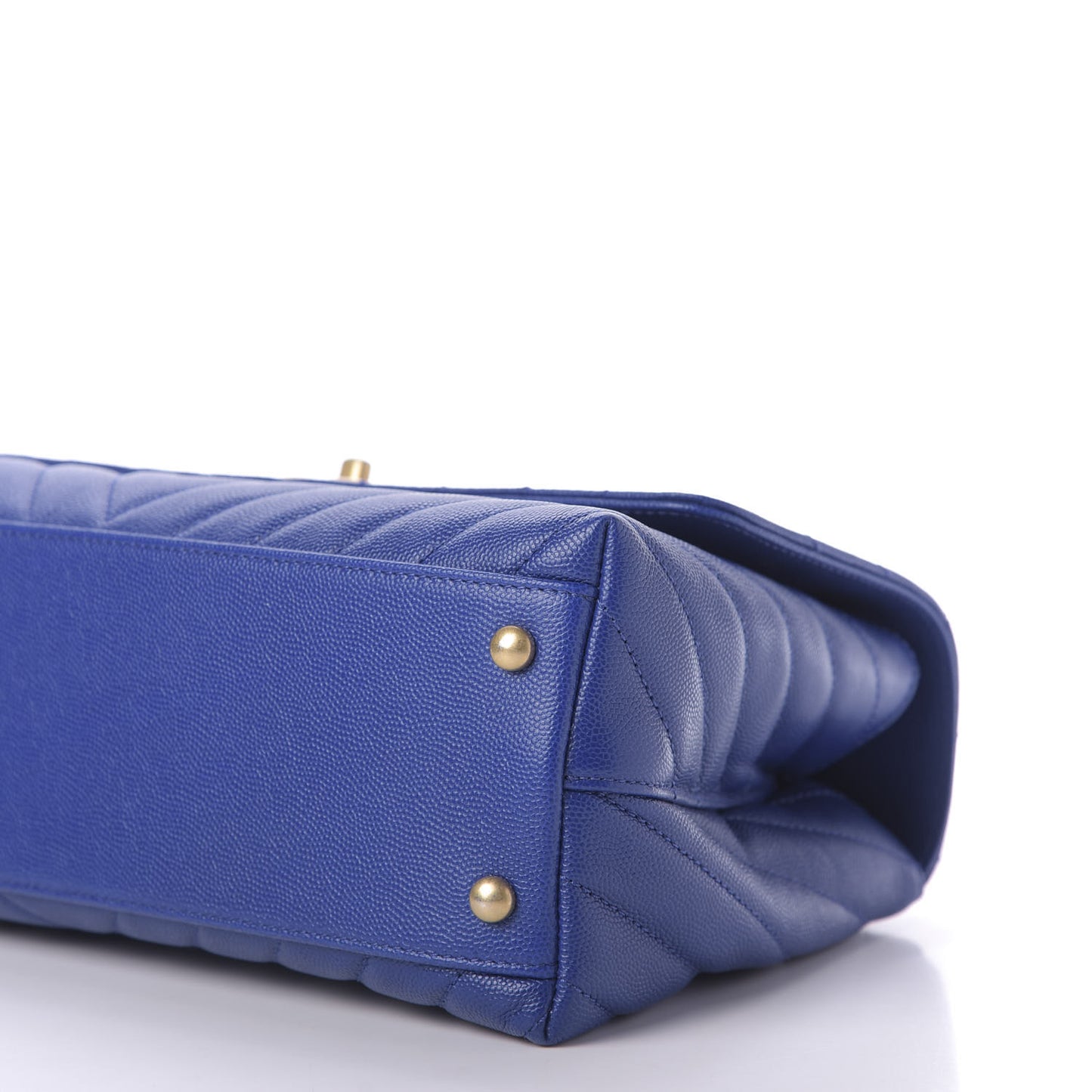 Caviar Chevron Quilted Small Coco Handle Flap Blue