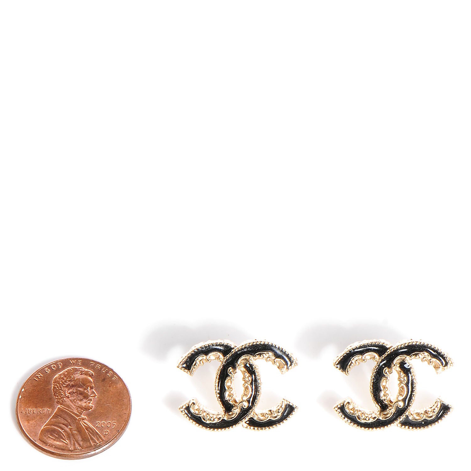 Chanel Enamel CC Baroque Earrings Black Gold 2 of 4