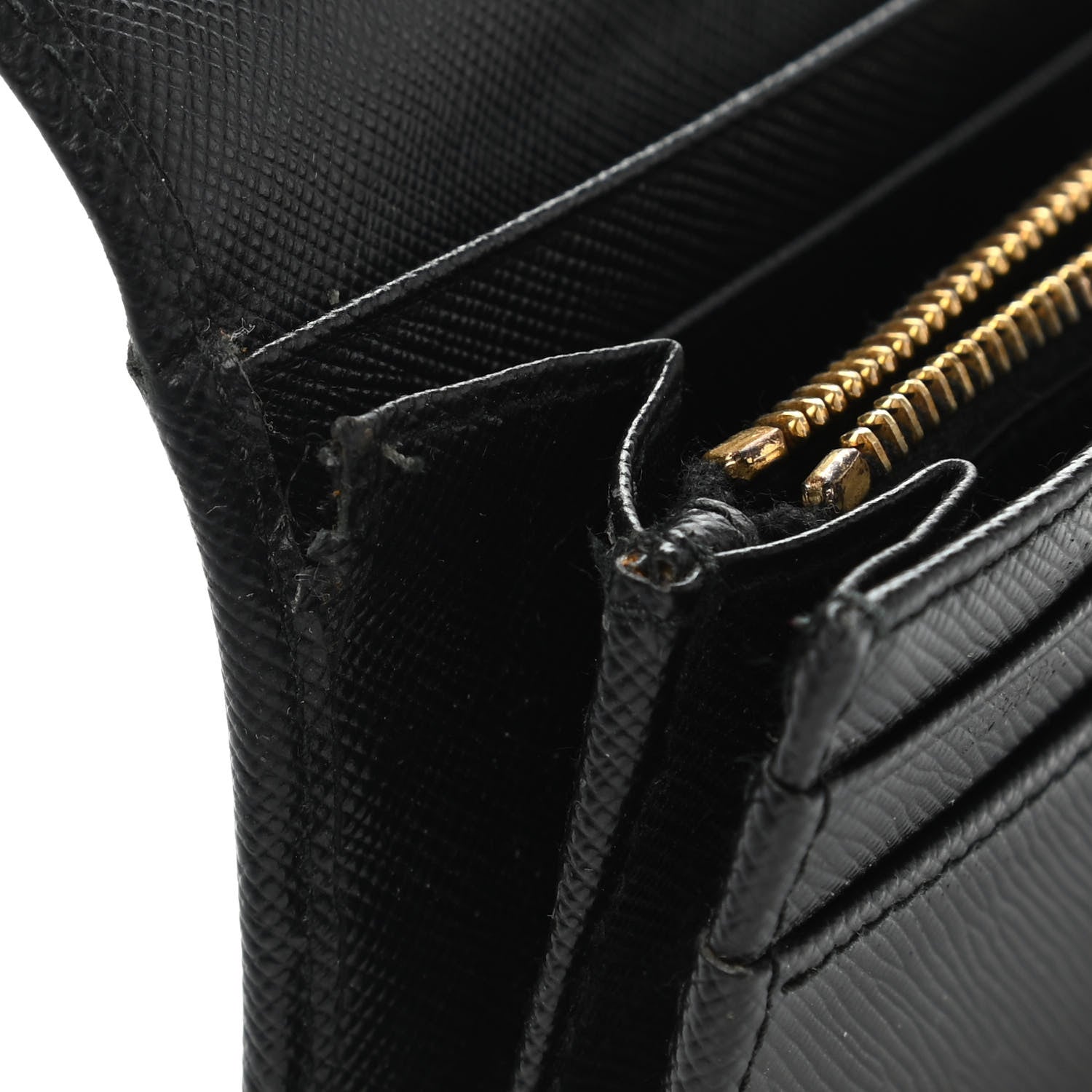 Prada Saffiano Metal Continental Flap Wallet Black 5 of 6