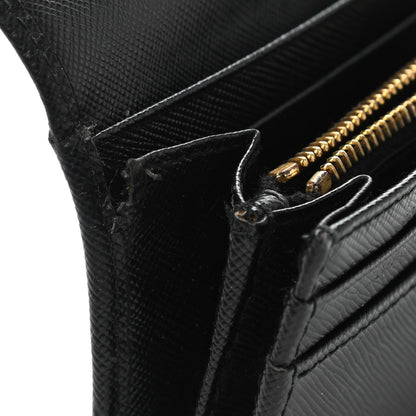 Prada Saffiano Metal Continental Flap Wallet Black 5 of 6