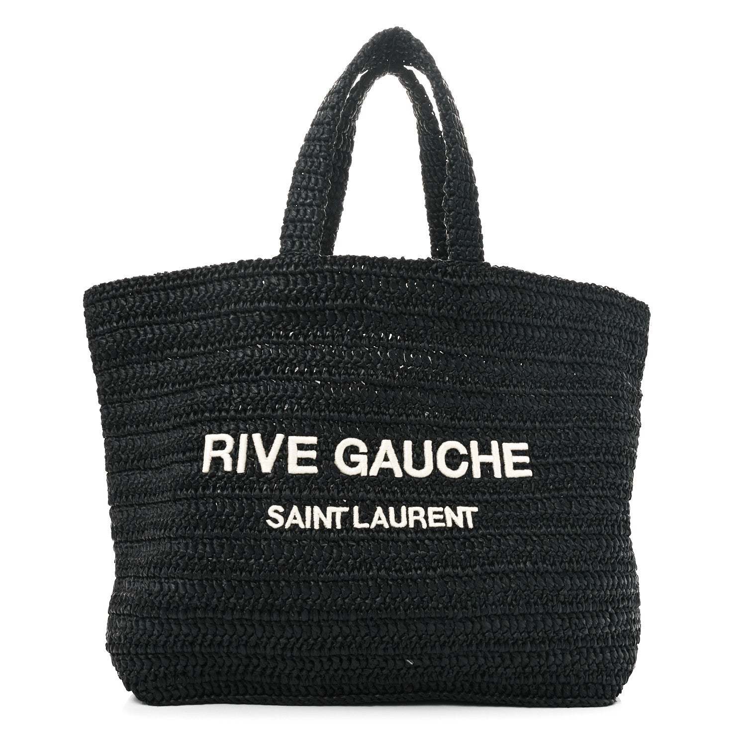 Saint Laurent Raffia Rive Gauche Tote Black 1 of 11