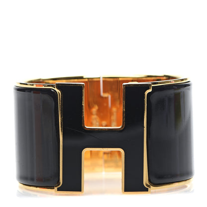 Hermes Enamel Extra Wide Clic Clac H Bracelet PM Black 1 of 6