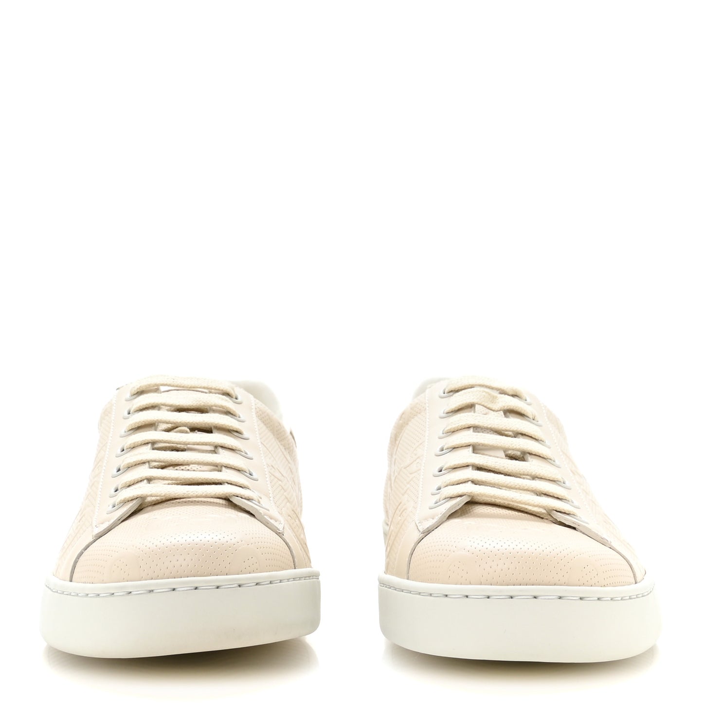Calfskin GG Tennis Embossed Mens Ace Sneakers 8 Mystic White