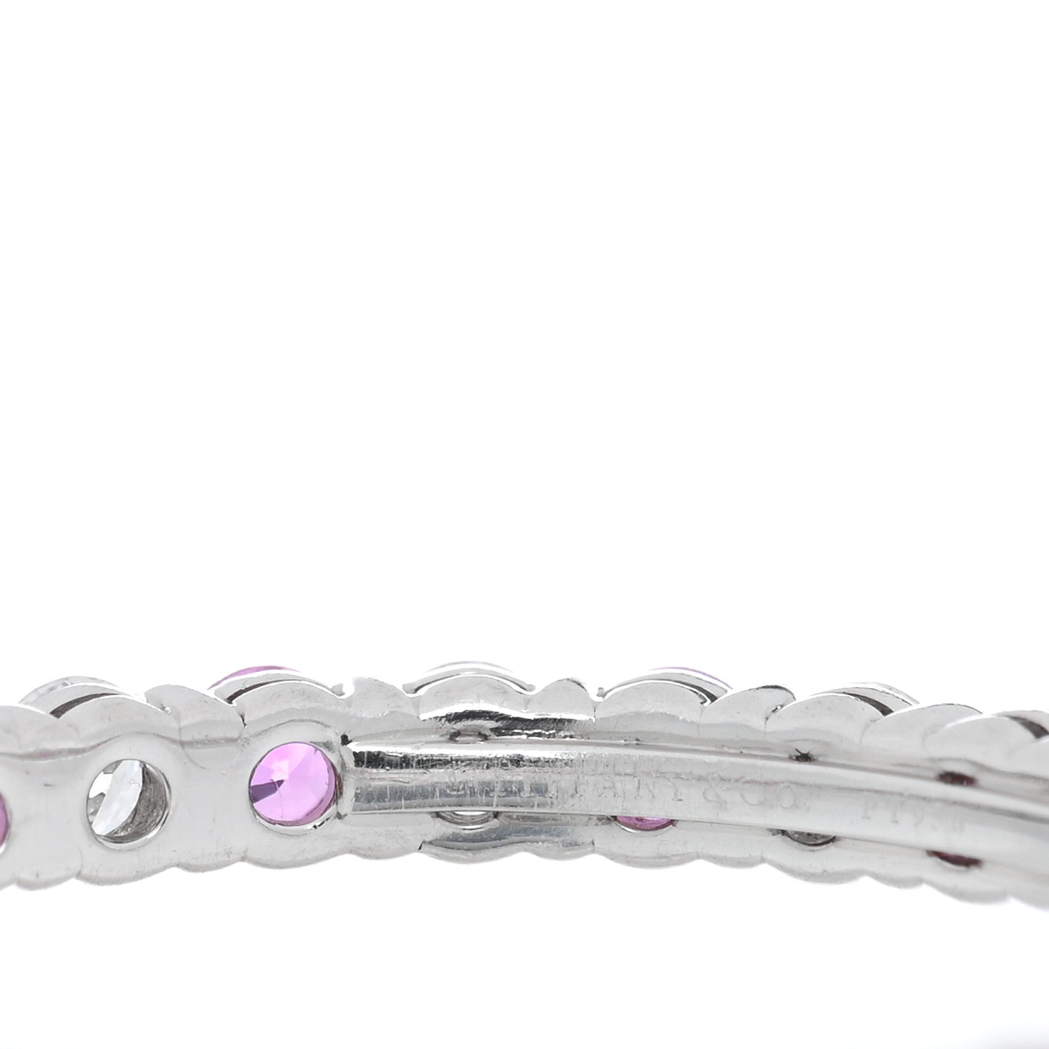 Tiffany Platinum Diamond Pink Sapphire Embrace Eternity Ring 53 6.5 4 of 5