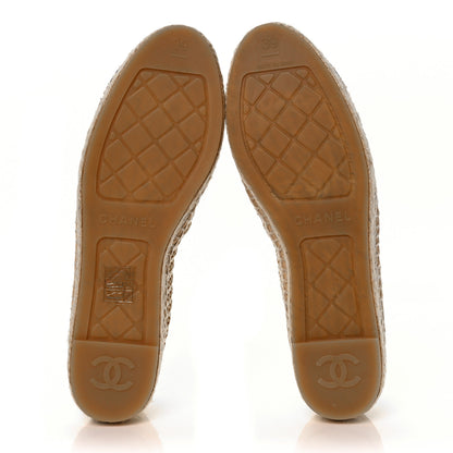 Chanel Braided Fabric Lambskin CC Espadrilles 39 Beige Black 5 of 10