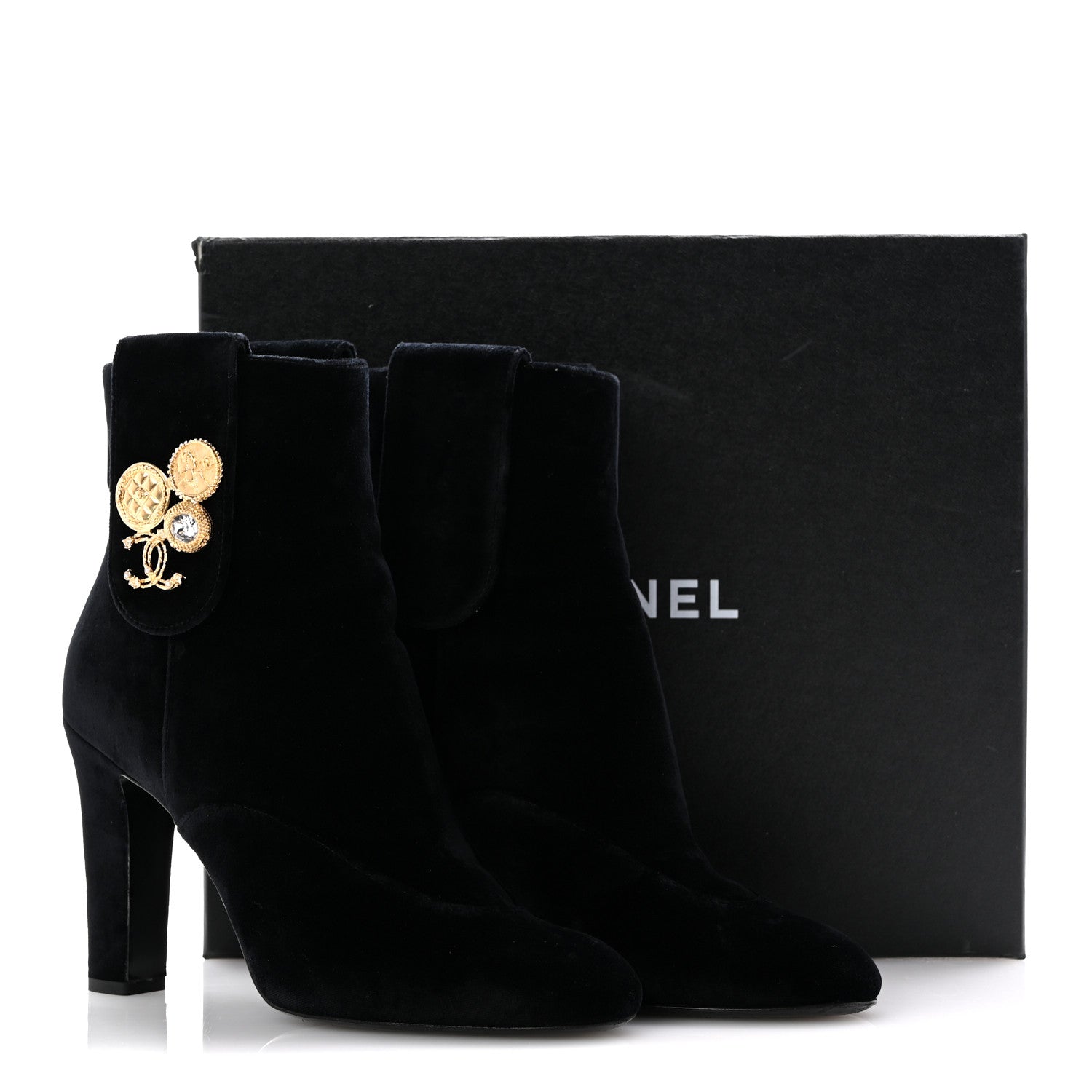 Chanel Velvet Short Boots 40.5 Black 9 of 9