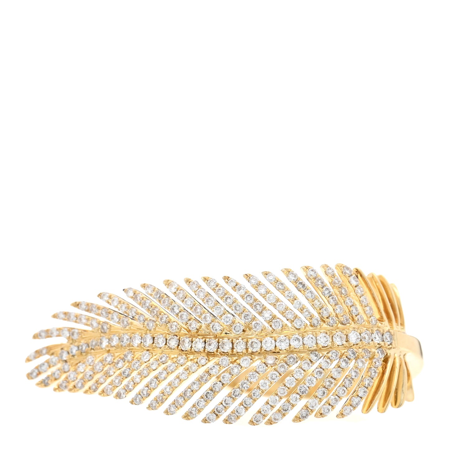 18K Yellow Gold Diamond Feather Ring 47 4