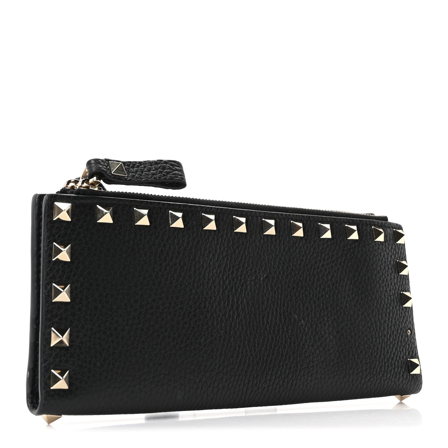 Valentino Garavani Pebbled Calfskin Rockstud Continental Wallet Black 3 of 9