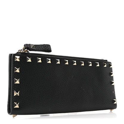 Valentino Garavani Pebbled Calfskin Rockstud Continental Wallet Black 3 of 9