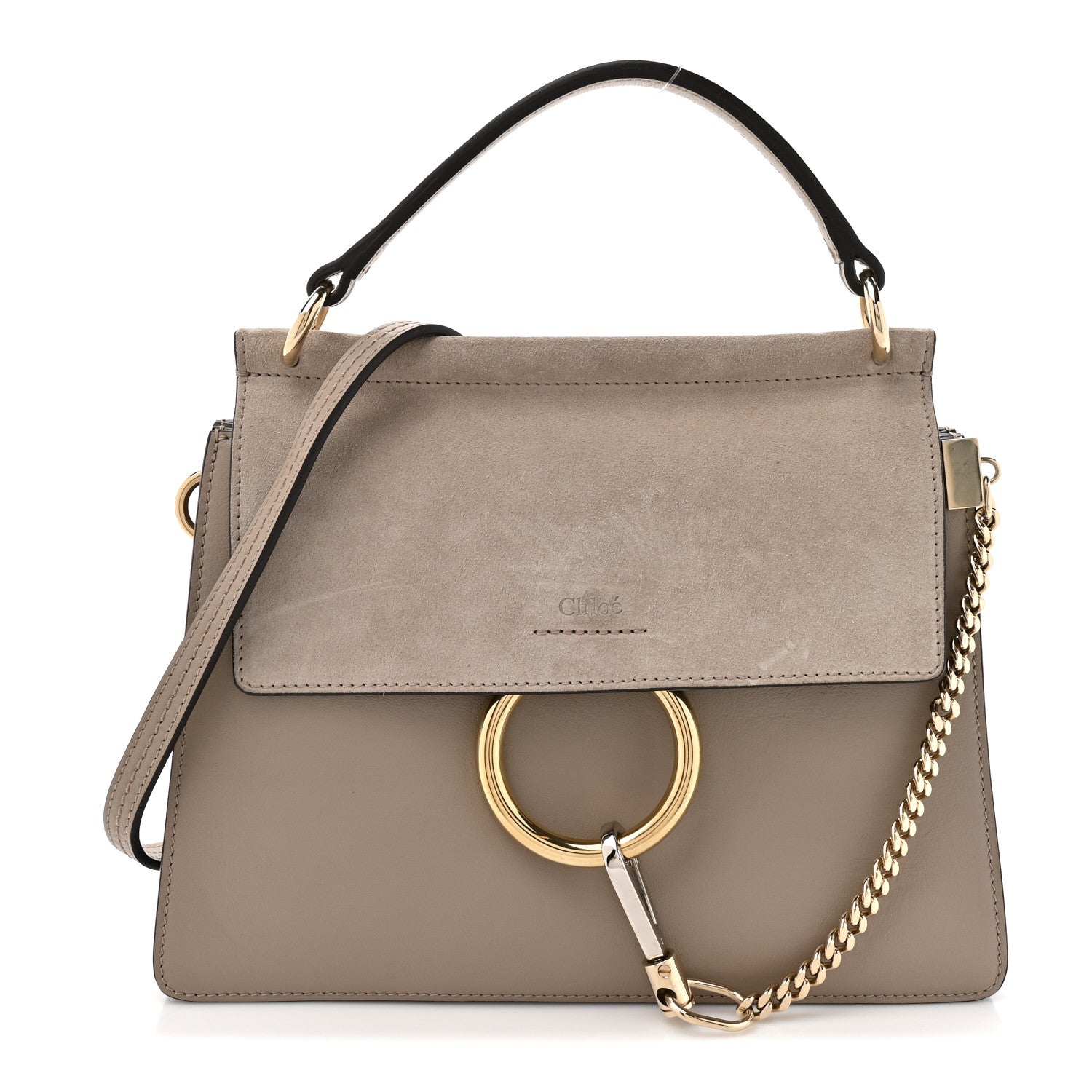 Chloe Suede Calfskin Small Faye Top Handle Bag Motty Grey 1 of 11