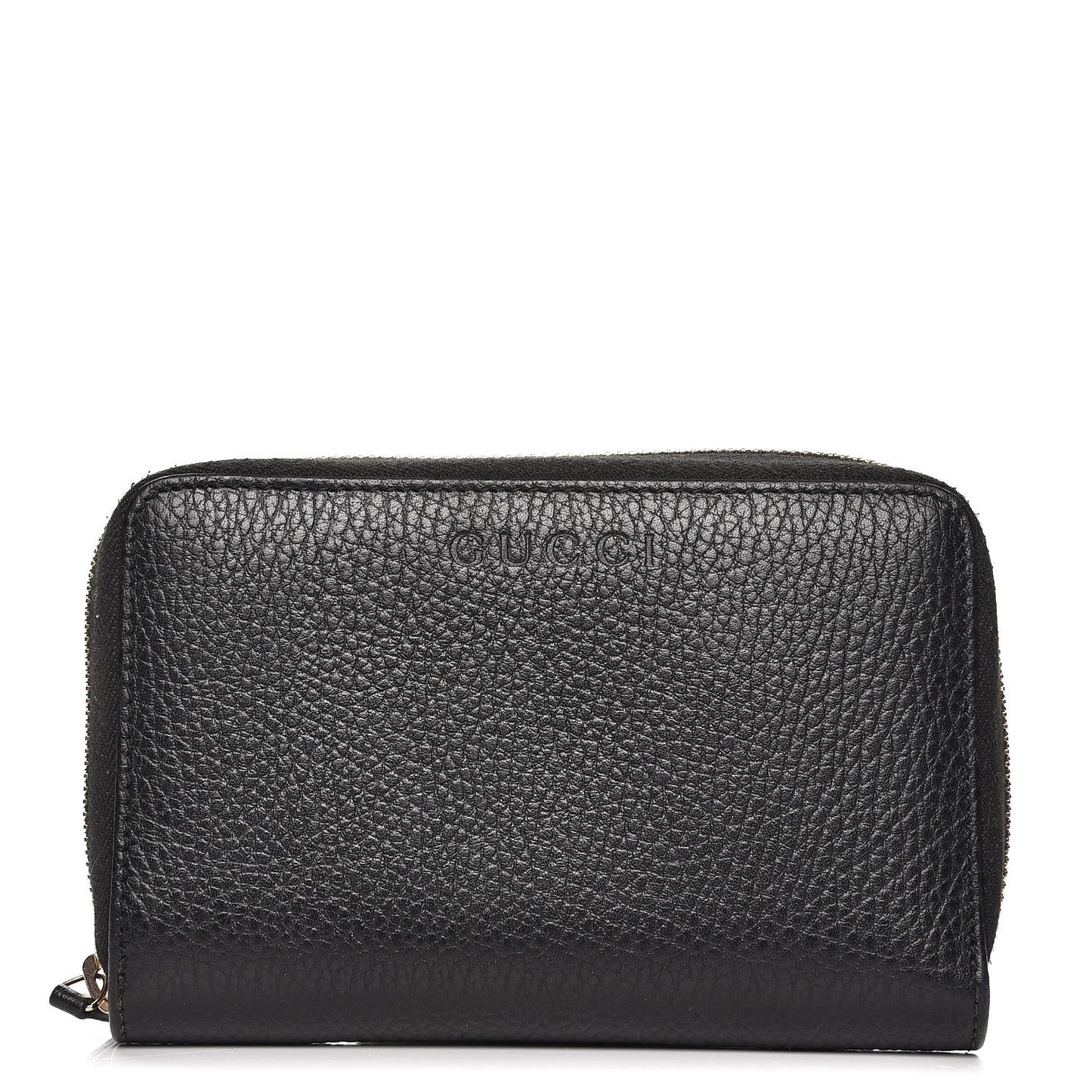 Pebbled Calfskin Zip Around Wallet Black
