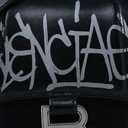 Balenciaga Box Calfskin Graffiti Logo Hourglass Top Handle Bag XS Black Silver 8 of 13