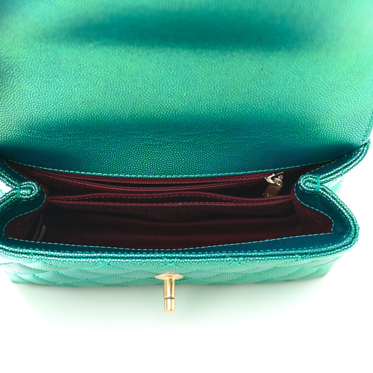 Metallic Caviar Quilted Mini Coco Handle Flap Blue