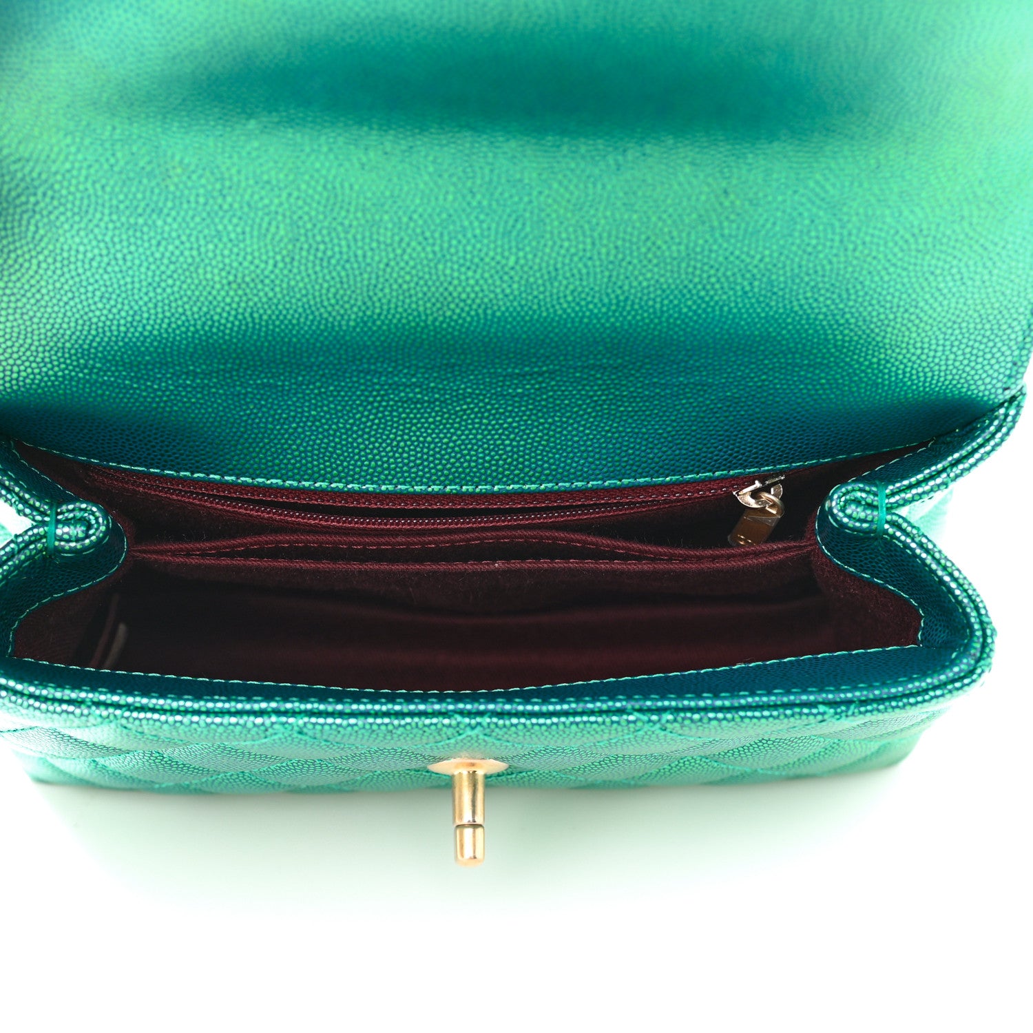 Chanel Metallic Caviar Quilted Mini Coco Handle Flap Blue 4 of 9