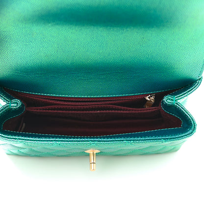 Chanel Metallic Caviar Quilted Mini Coco Handle Flap Blue 4 of 9