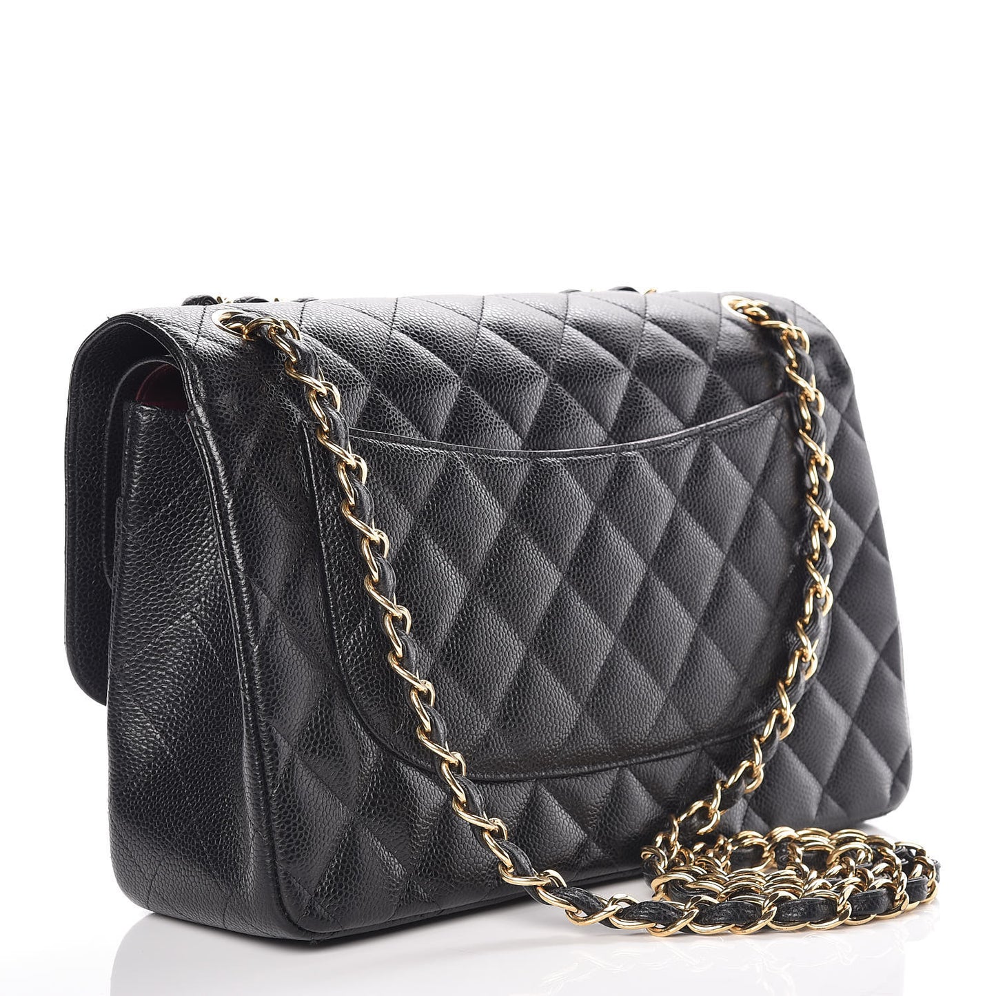 Caviar Quilted Jumbo Double Flap Black