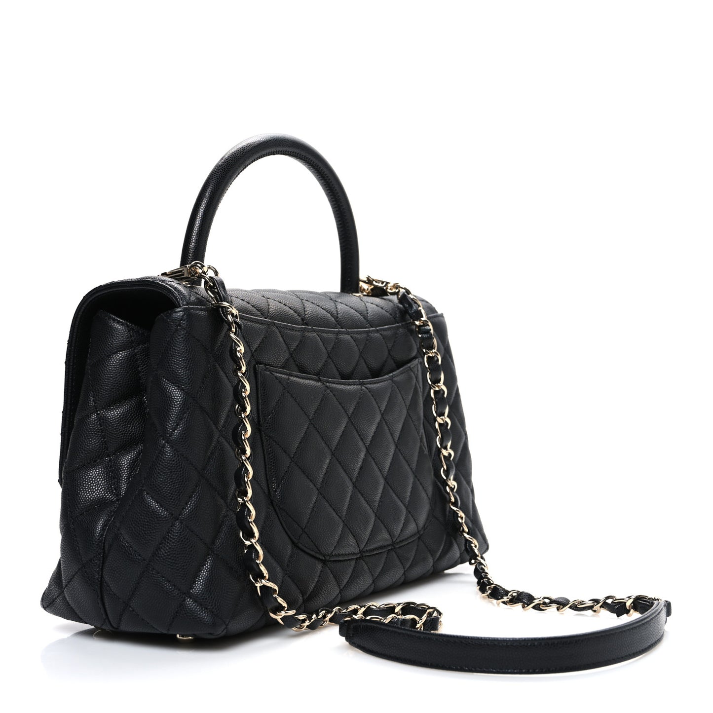 Caviar Quilted Small Coco Handle Flap Black