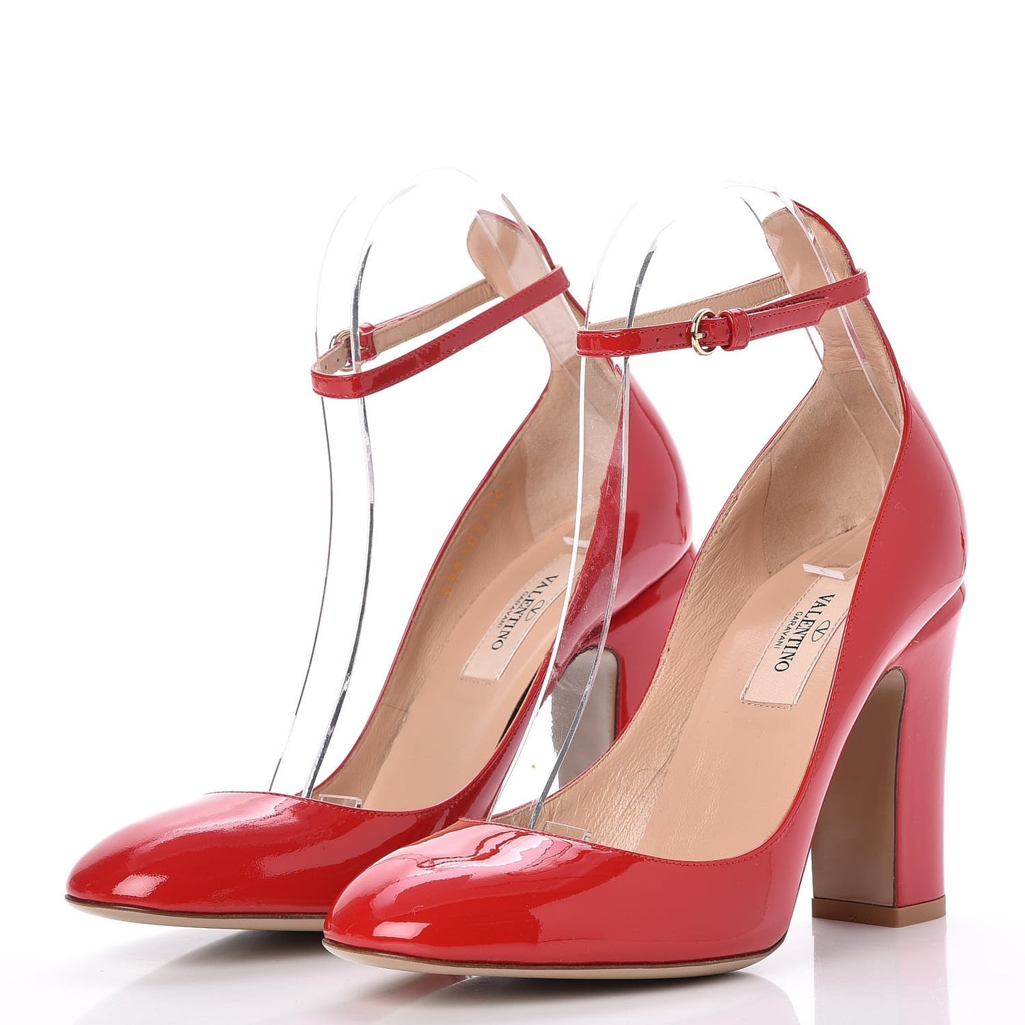 Patent Tan-Go Mary Jane Ankle Strap 100mm Pumps 36.5 Rosso Valentino