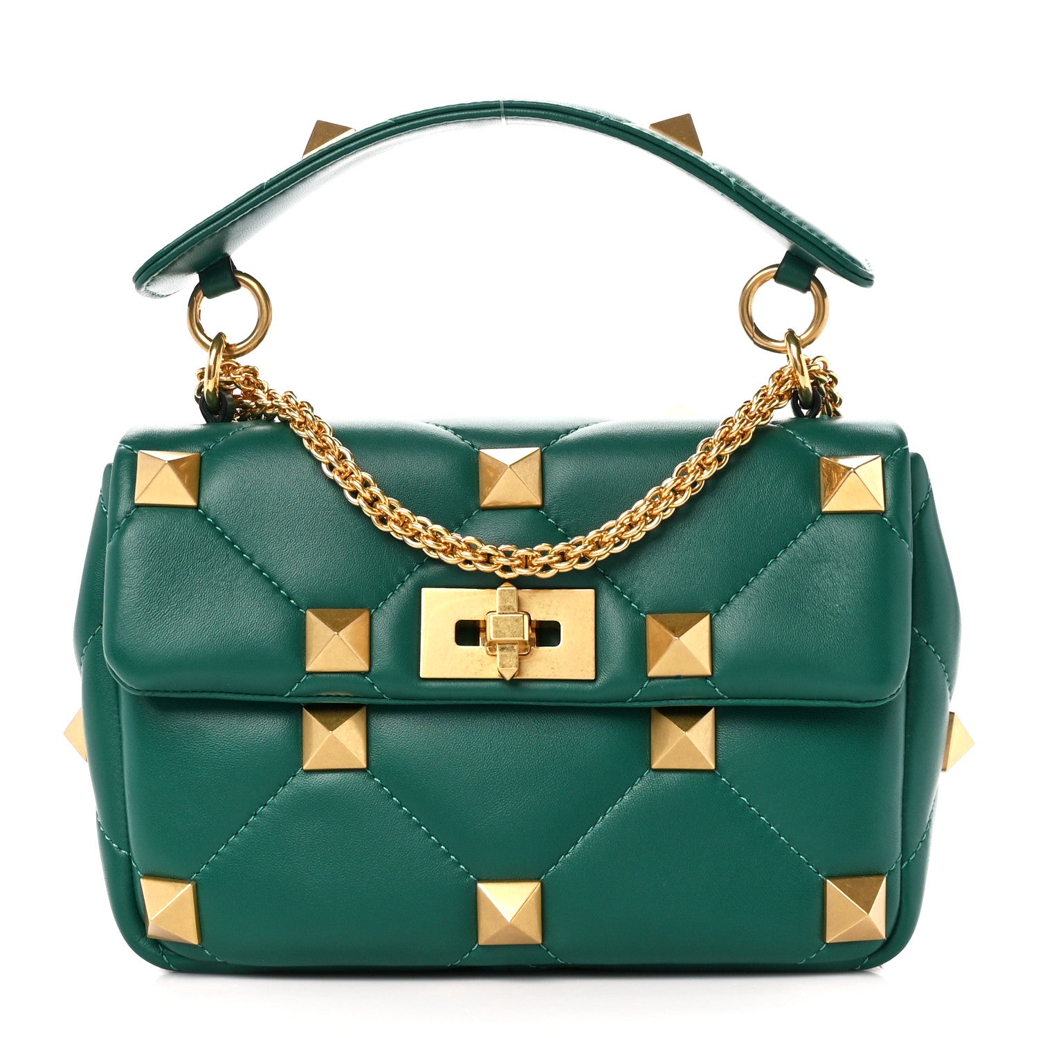 Valentino Garavani Nappa Medium Roman Stud Shoulder Bag Jungle 1 of 10