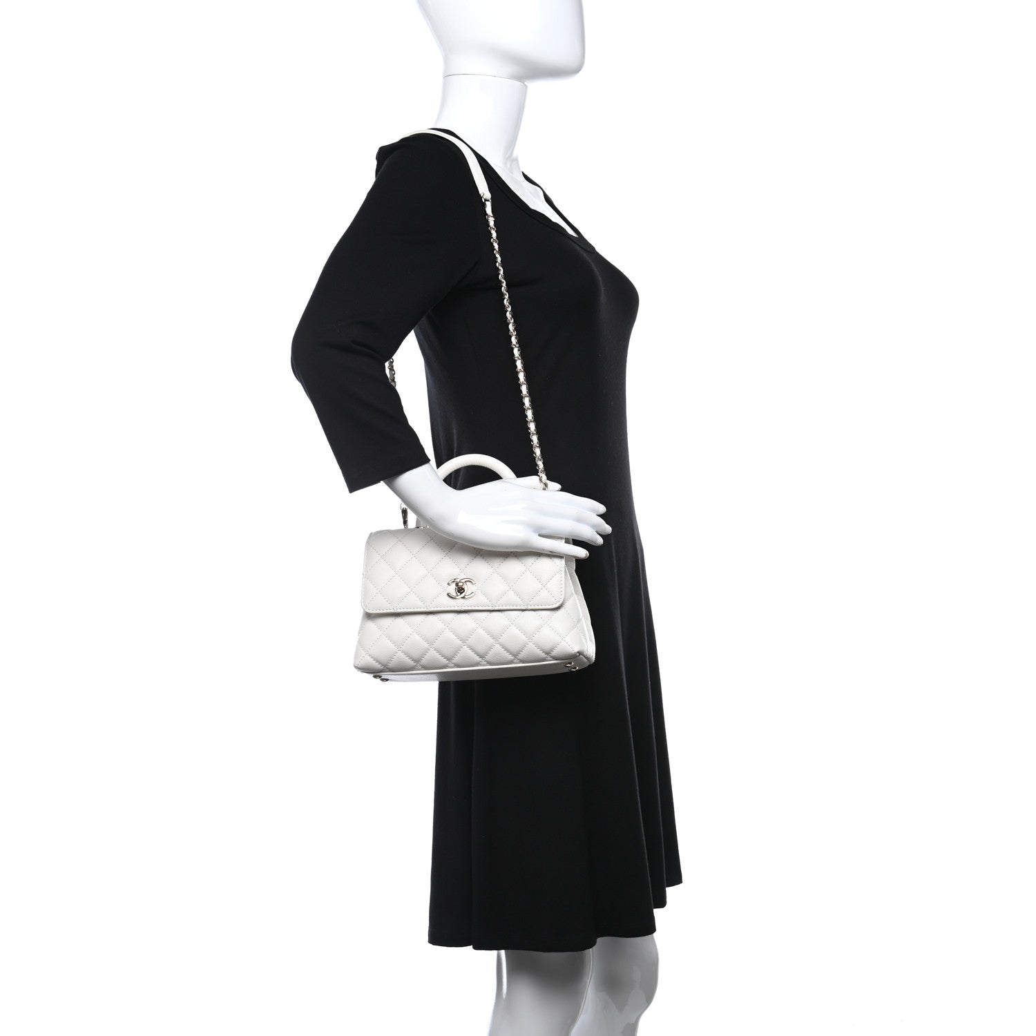 Chanel Caviar Quilted Mini Coco Handle Flap White 2 of 9