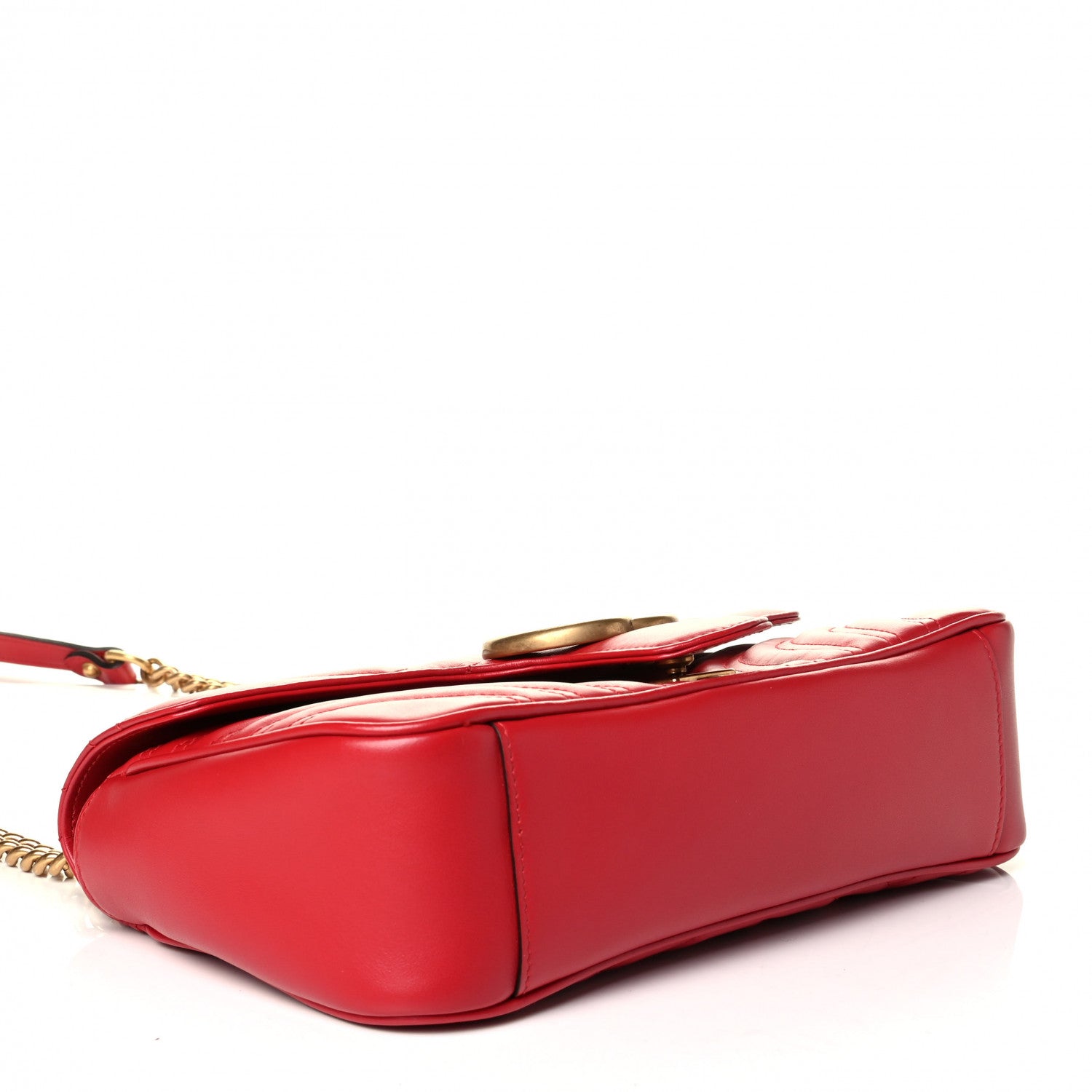 Gucci Calfskin Matelasse Small GG Marmont Shoulder Bag Hibiscus Red 3 of 5