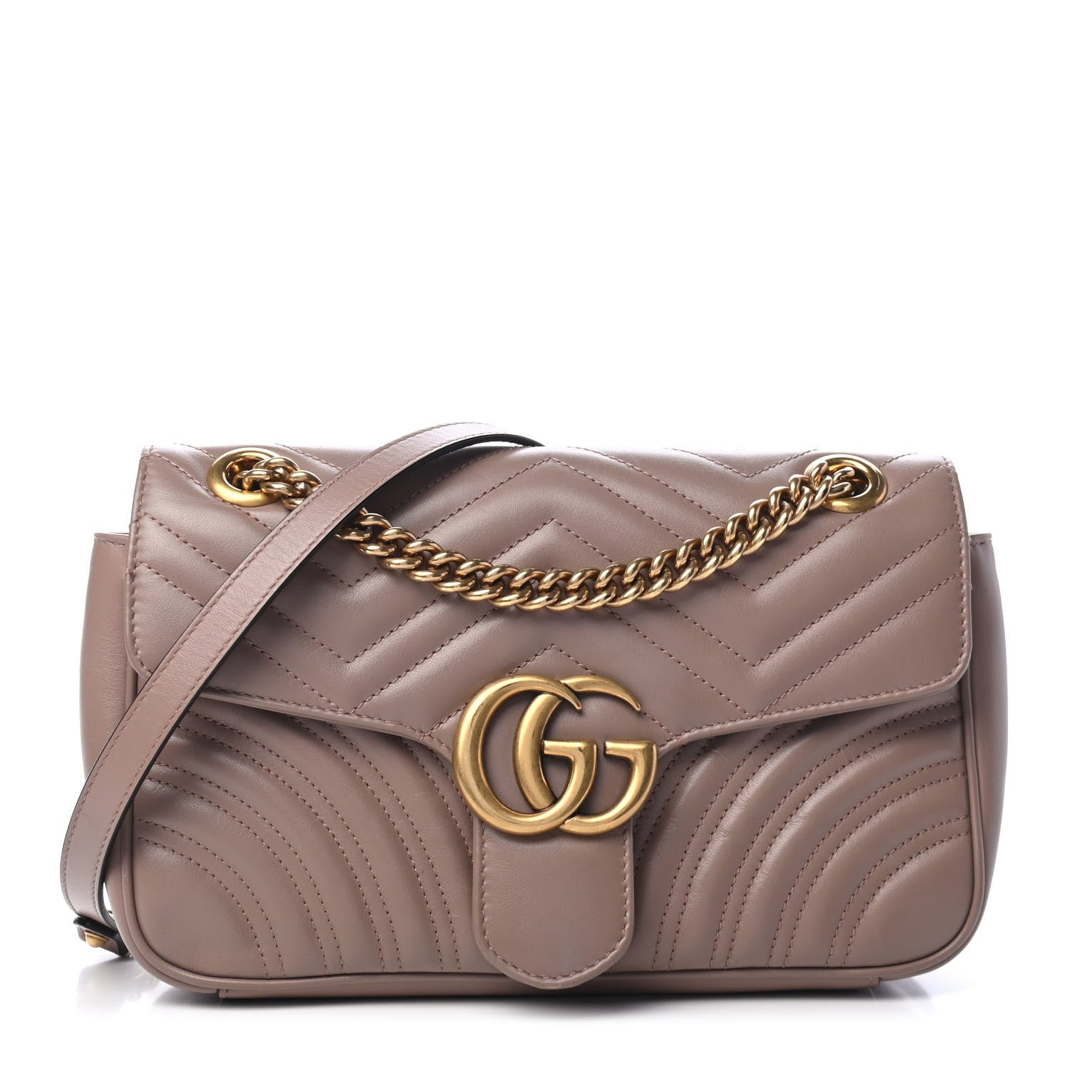 Gucci Calfskin Matelasse Small GG Marmont Shoulder Bag Porcelain Rose 1 of 5