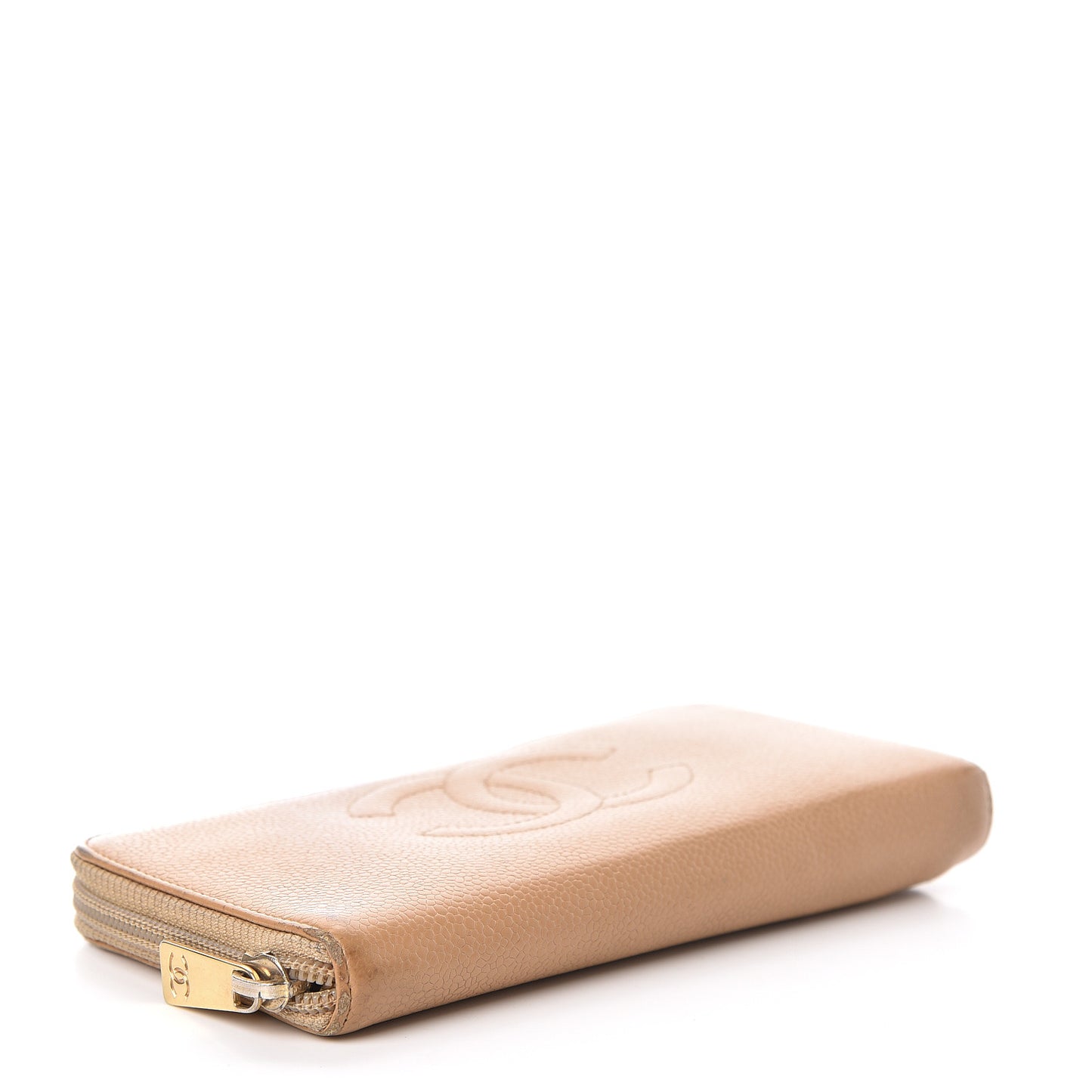 Caviar Large Timeless CC Zip Around Wallet Beige