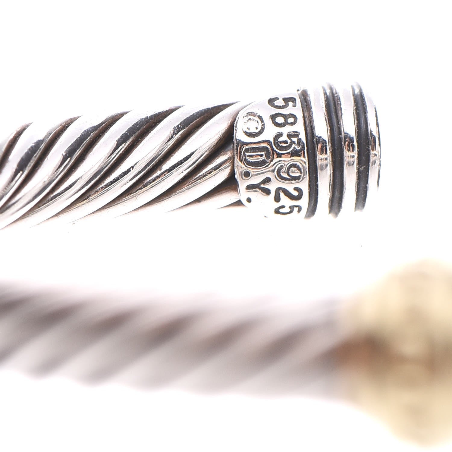 David Yurman Sterling Silver 14K Yellow Gold 5mm Cable Classics Single Station Bracelet 4 of 5