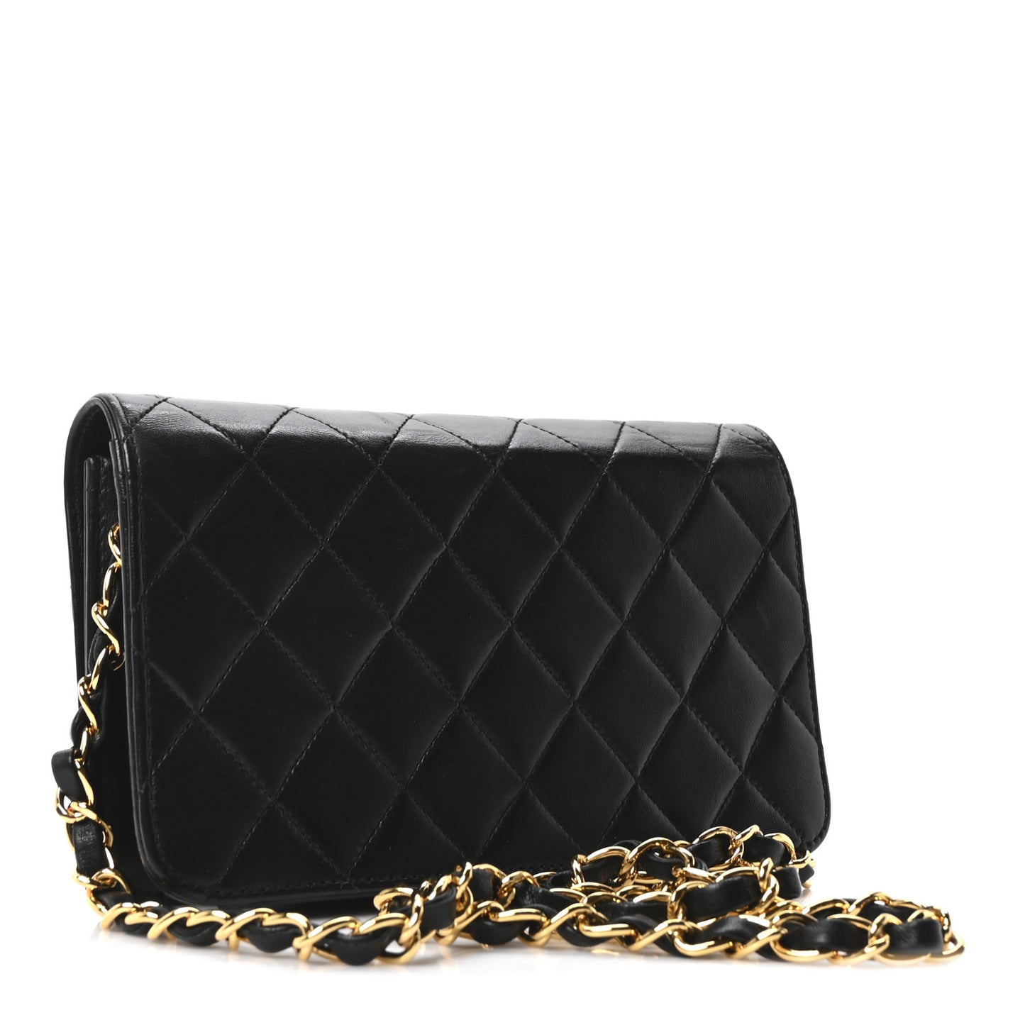 Lambskin Quilted Small Single Flap Black