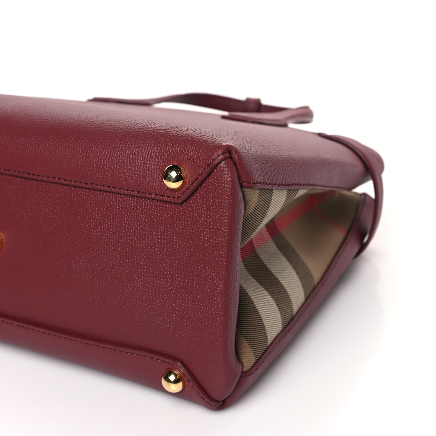 Burberry Grainy Calfskin House Check Small Banner Tote Mahogany Red 8 of 8