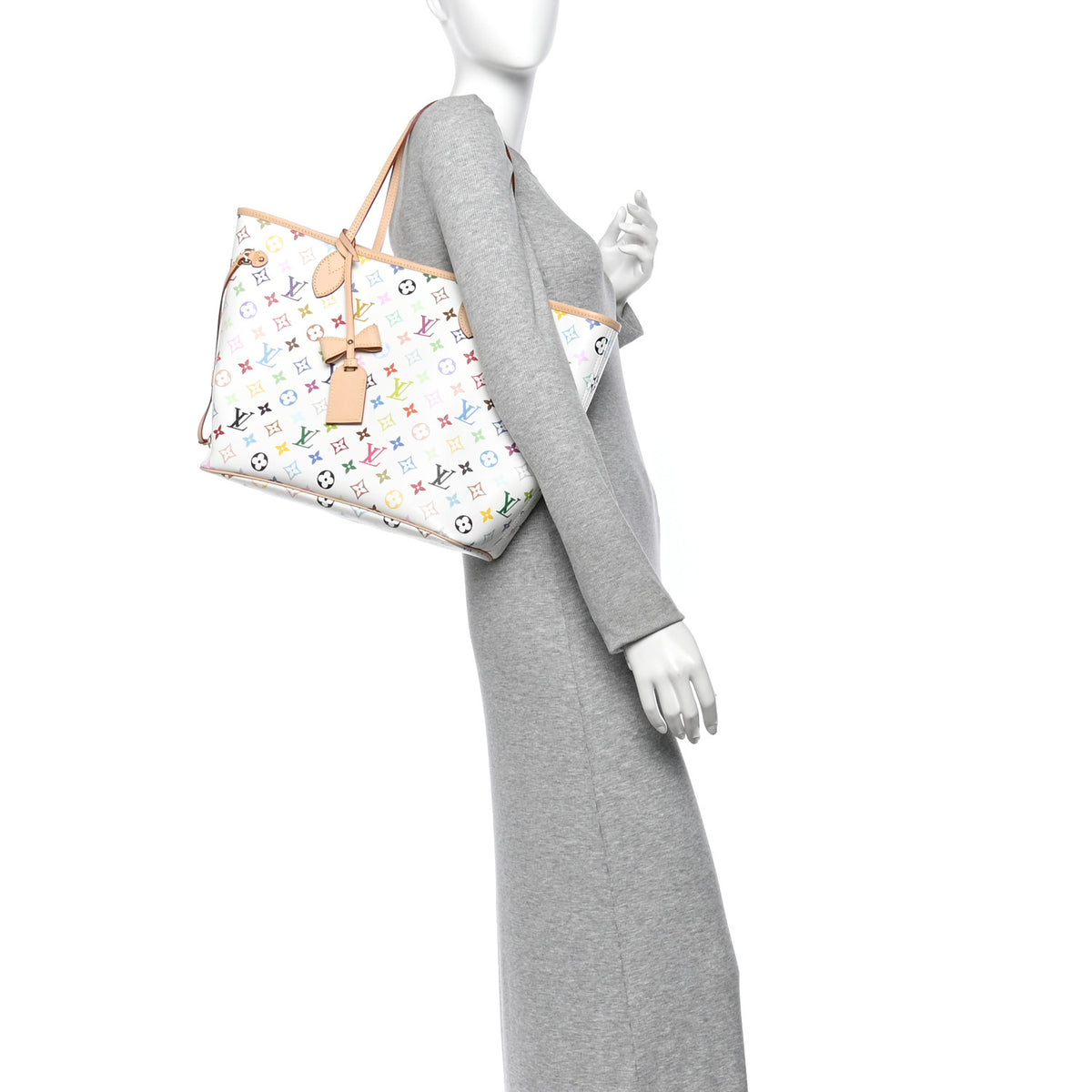 LV X TM Monogram Multicolor Neverfull MM White