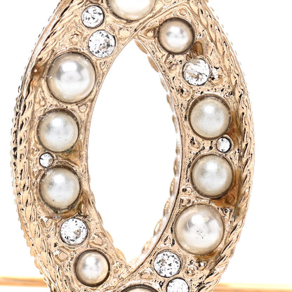 Chanel Pearl Crystal CC Brooch Gold 6 of 7