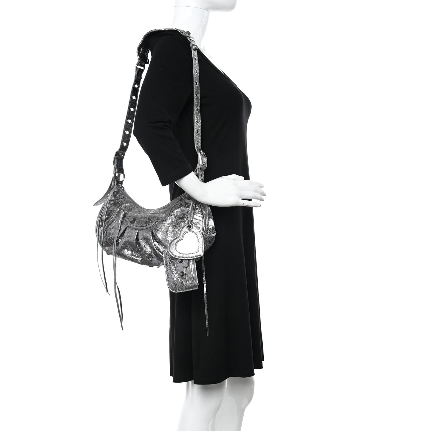 Metallic Agneau Arena Small Le Cagole Shoulder Bag Silver