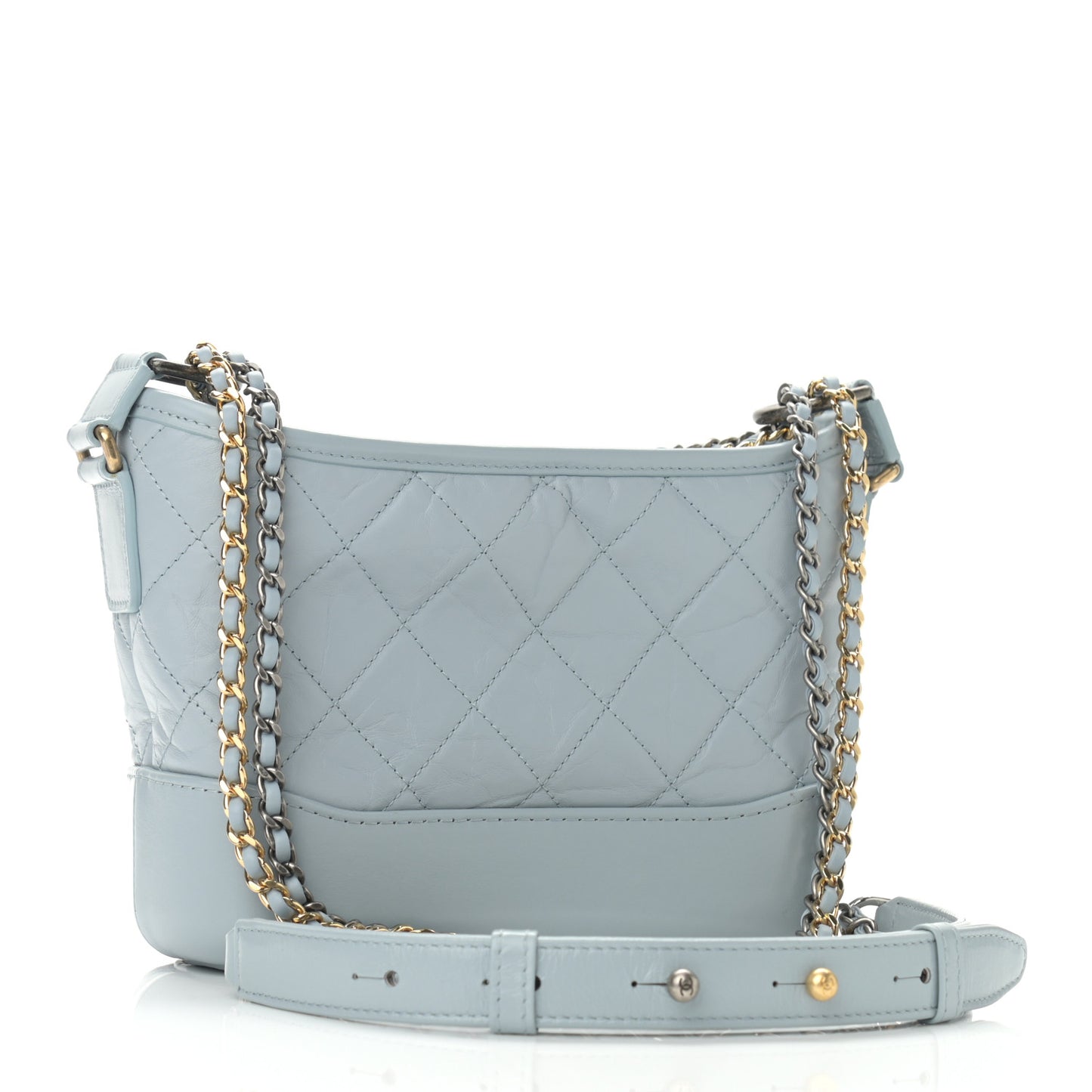 Aged Calfskin Quilted Small Gabrielle Hobo Light Blue