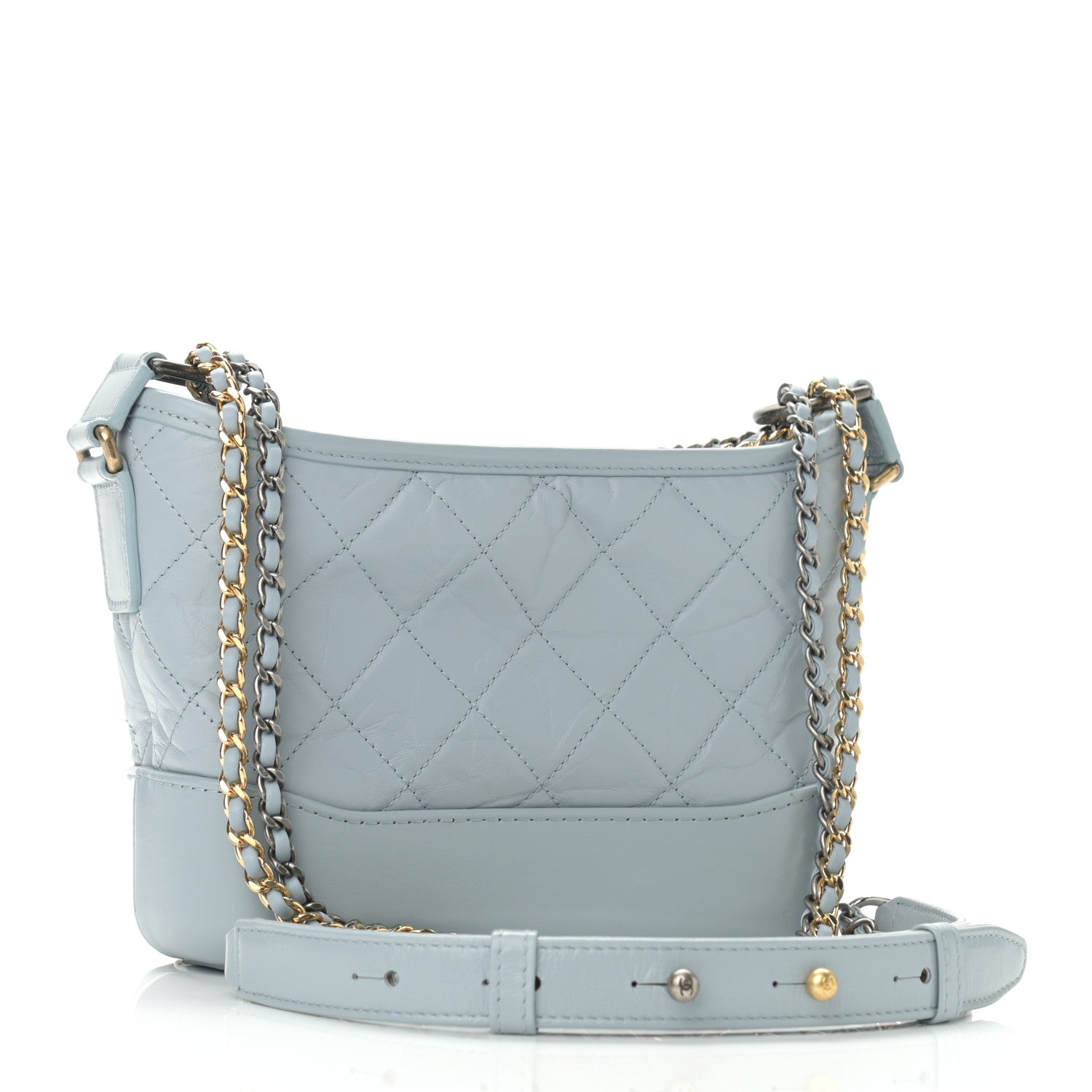 Chanel Aged Calfskin Quilted Small Gabrielle Hobo Light Blue 3 of 11