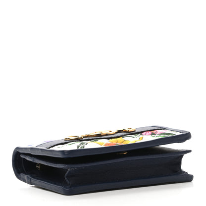 Gucci Canvas Flora Floral Trapuntata Zumi Card Case Wallet Great White Multicolor Blue Agata 4 of 8