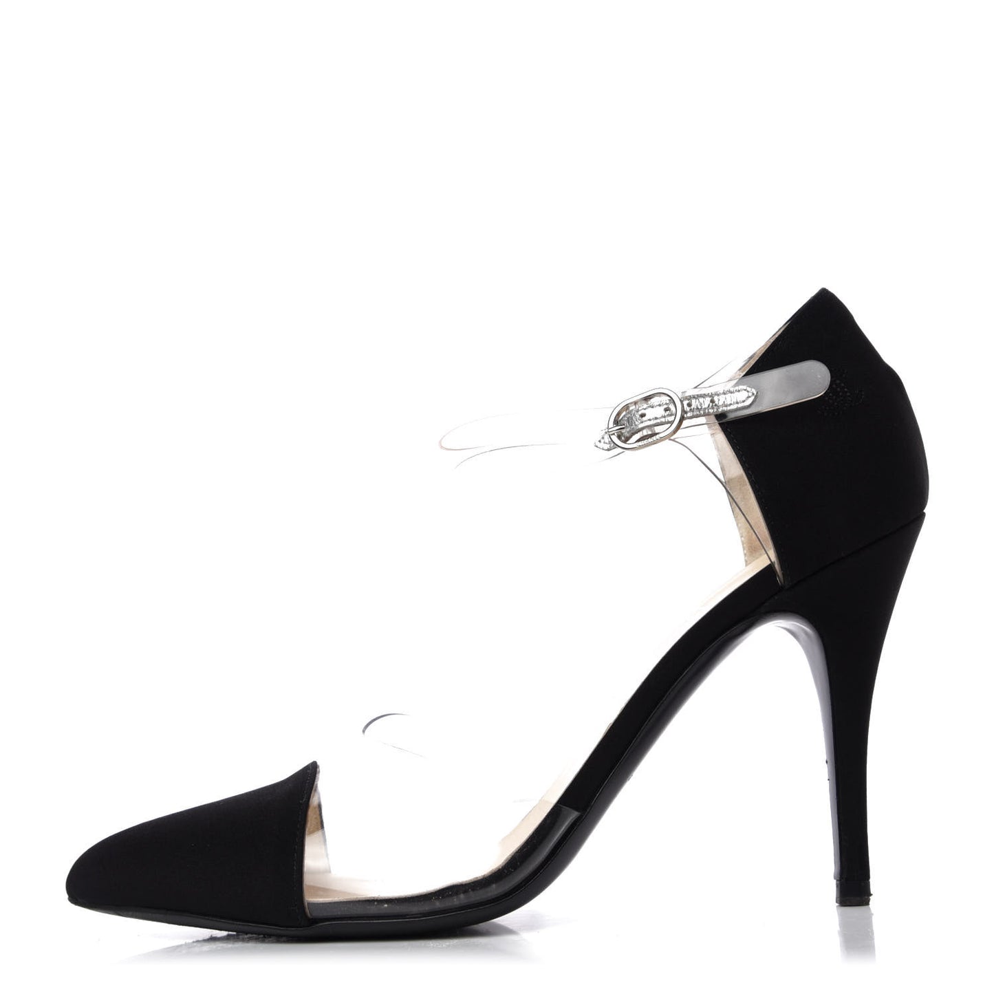 PVC Silk Crepe Cap Toe CC Pumps 39 Black