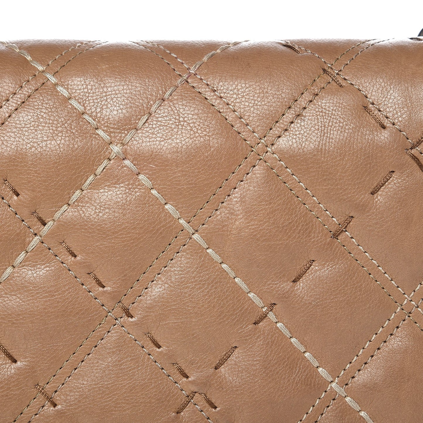 Calfskin Double Stitch New Medium Boy Flap Camel