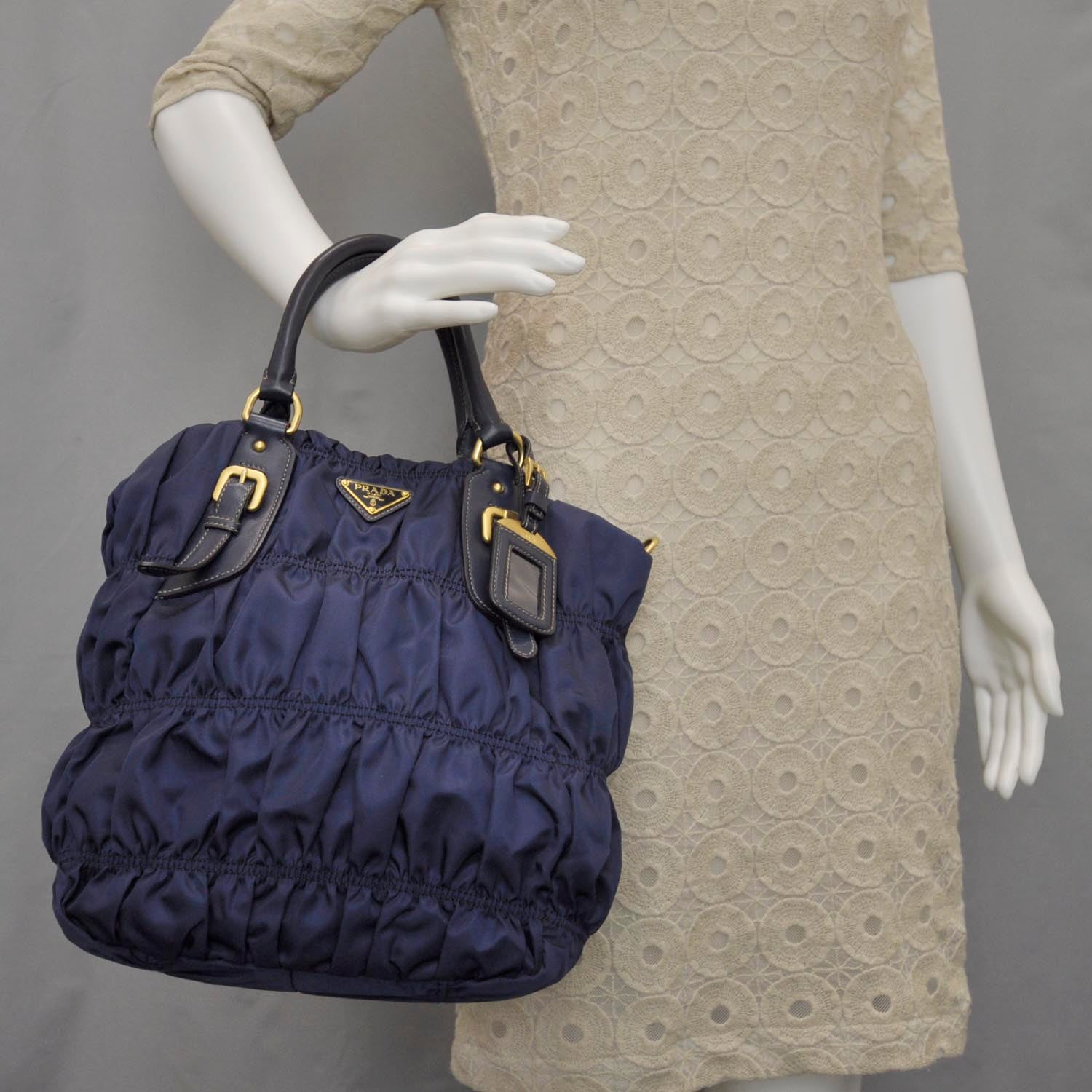 Prada Tessuto Nylon Gaufre Tote Blue 2 of 9