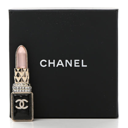 Chanel Metal Strass Pearl Lipstick Brooch Pink Gold 5 of 5
