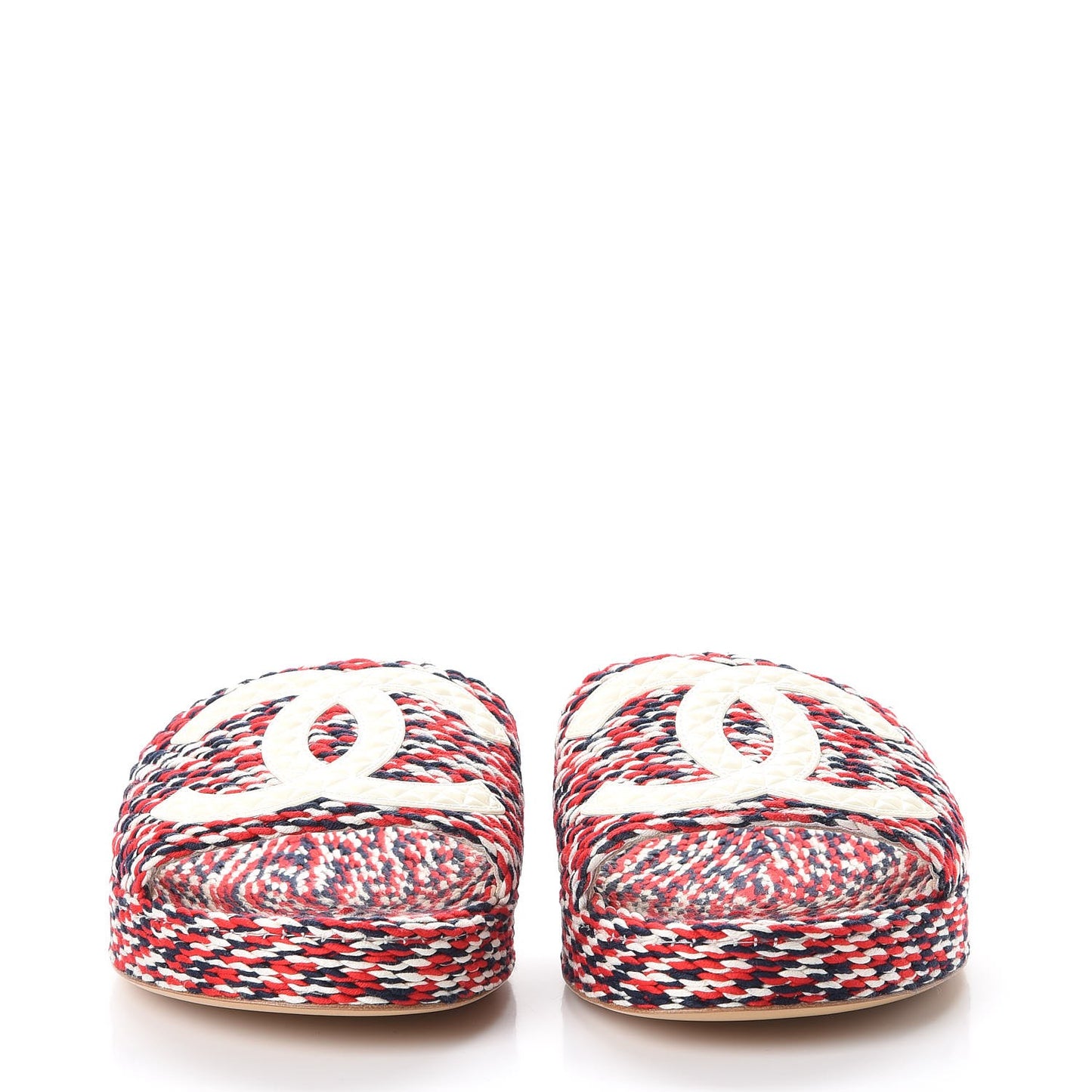 Cord CC Espadrille Slip On Sandals 41 Red Blue White