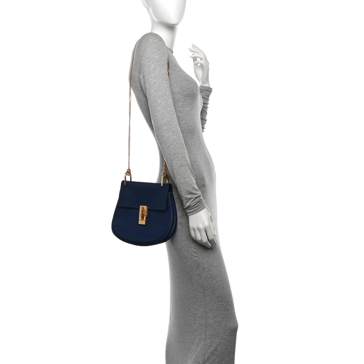 Chloe Grained Lambskin Drew Shoulder Bag Royal Navy 2 of 12