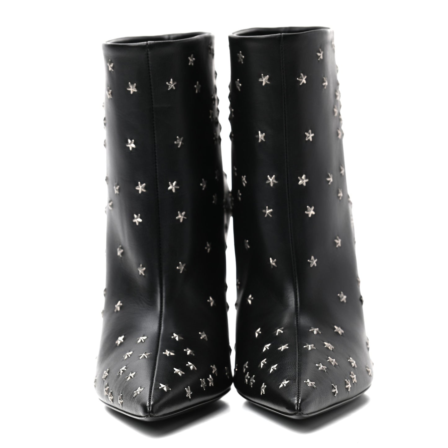 Calfskin Star Studded Ankle Booties 38 Black