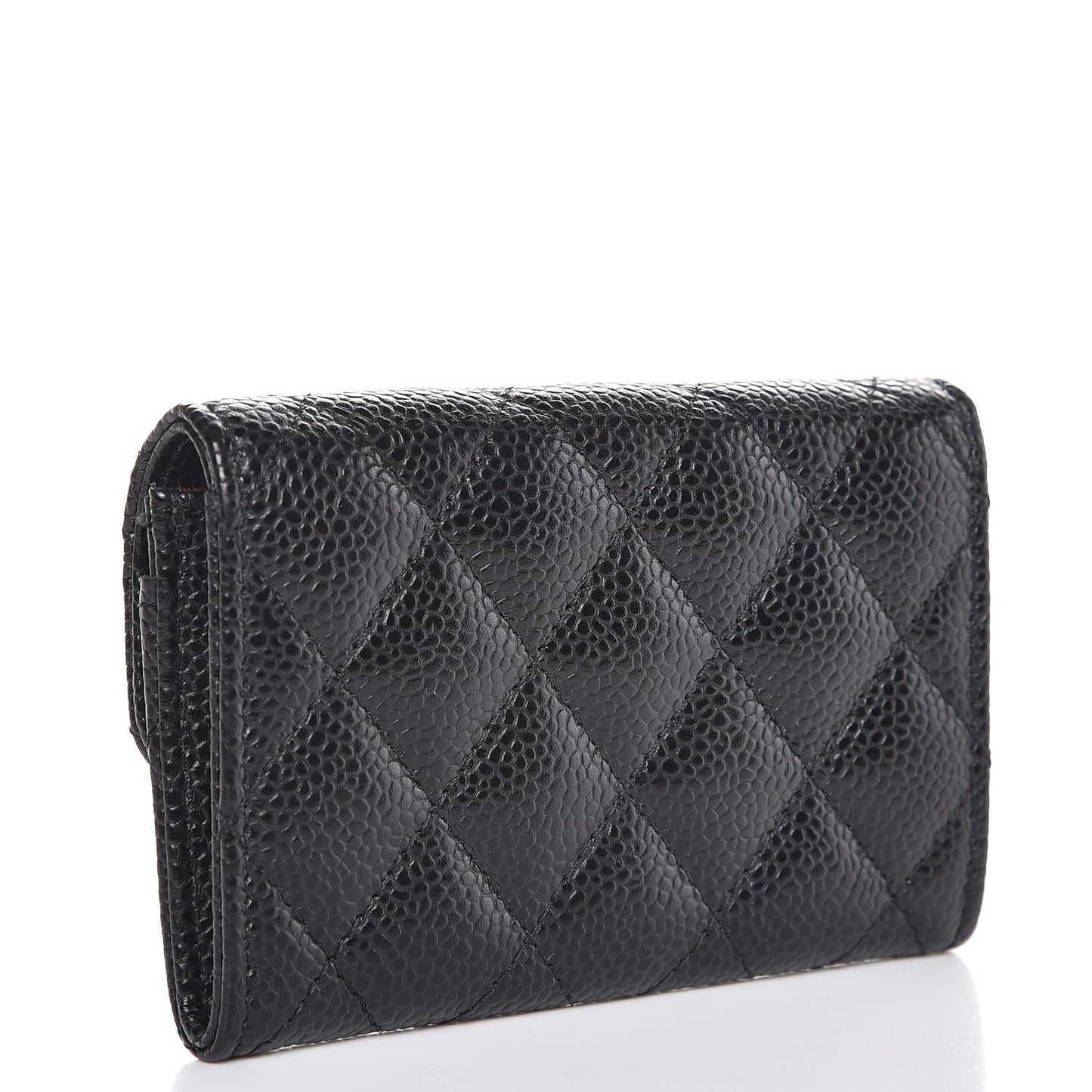 Caviar Quilted Flap Card Holder Black