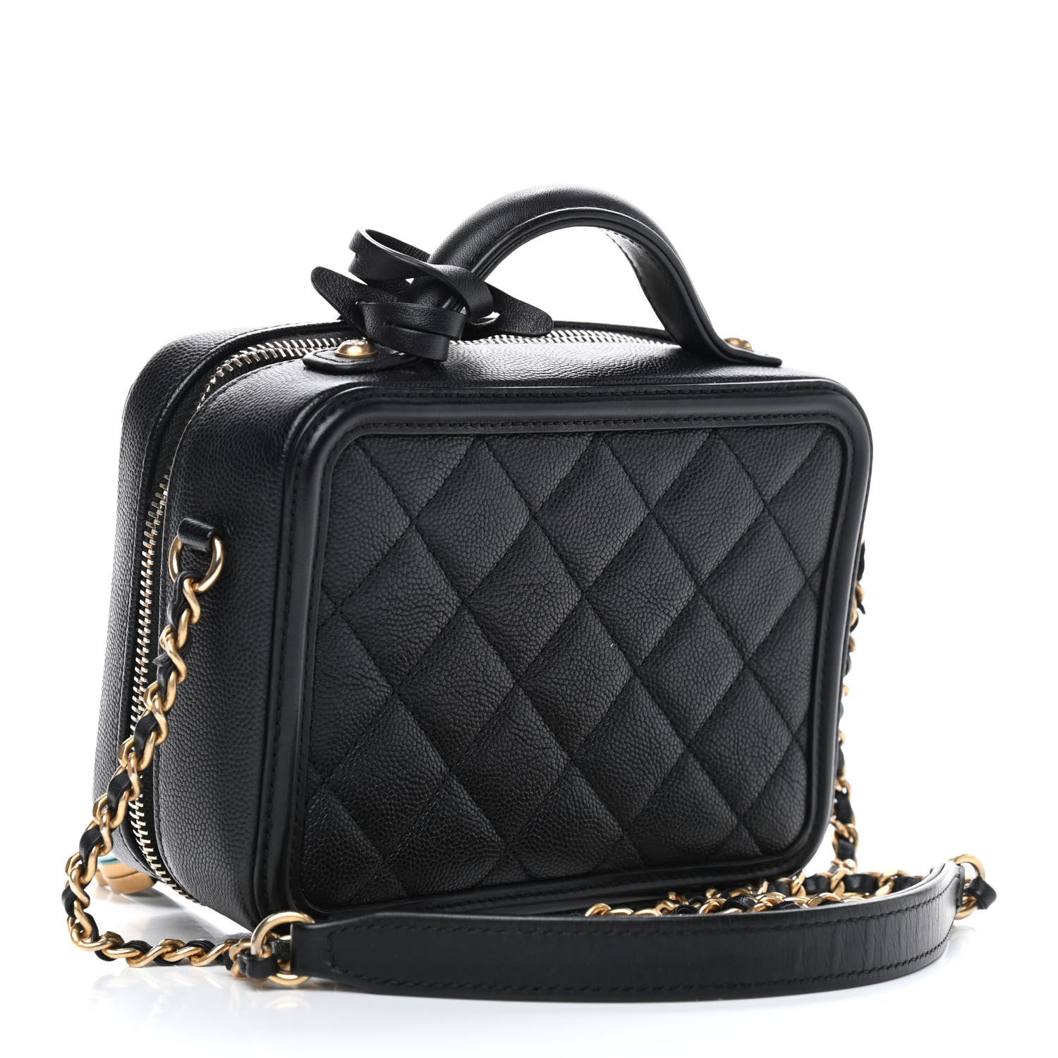 Chanel Caviar Quilted Small CC Filigree Vanity Case Black 3 of 10