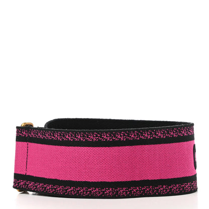 Christian Dior Canvas Embroidered Shoulder Strap Fuchsia Bleu 2 of 4